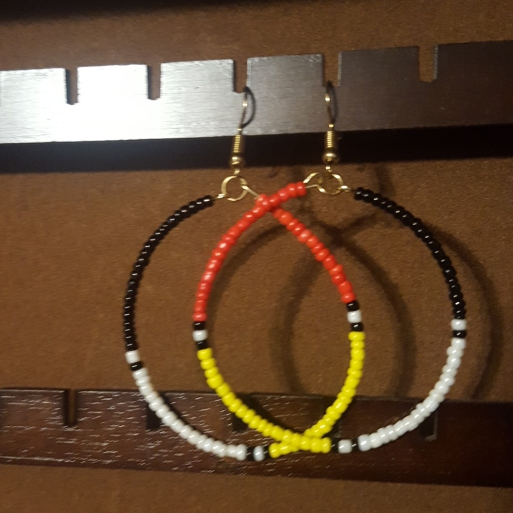 Beaded hoop dangle earrings